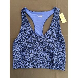 NWT OFFLINE by Aerie Racerback Sports Bra Blue Purple Black Abstract Print Small